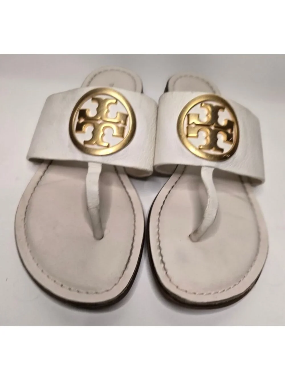 Tory Burch Leather Benton Band Logo Flip Flop Sandals Size 5.5 Classic Luxury